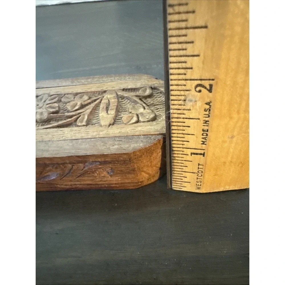 Handcarved Archana Handicrafts Made In India Trinket Box With Sliding Opening 9